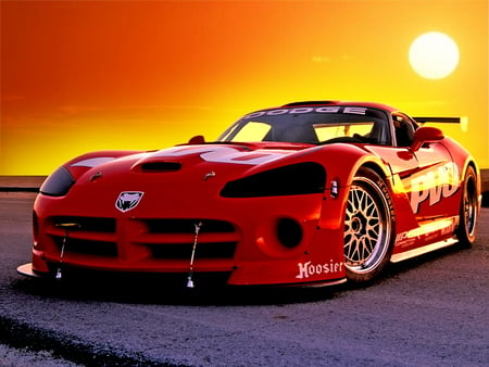 Viper - car, red, dodge, sun, viper