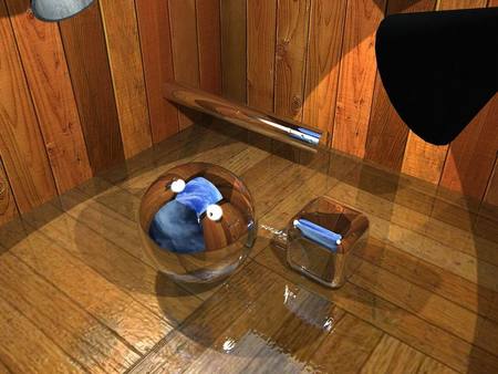 Ball and Cube on Floor - ball, cube, floor, 3d