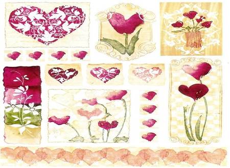 Hearts and Flowers - collage design, hearts, flowers