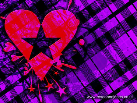 Plaid Heart - plaid purple, stars, heart