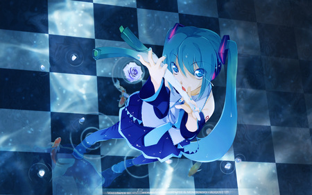 Miku Hatsune - vocaloid, water, fish, anime, miku