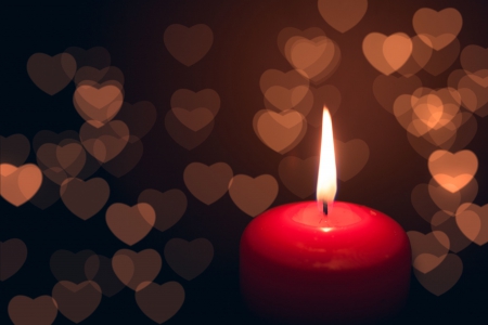 Candle - bokeh, hearts, candles, light