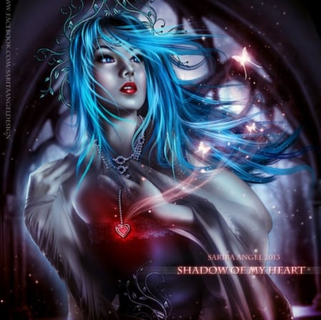 Shadow of my Heart - lady, fantasy, heart, shadow