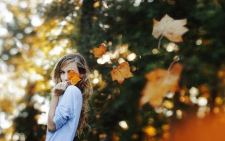 Hidden - women, Hidden, leaf, model