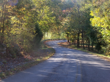 Going Down Hill - nature, road, rural, autumn