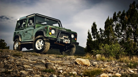 land rover off road hdr - truck, hill, hdr, off road, rocks