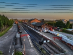 marvelous view of a train station in a small town hdr