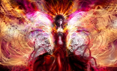 Abstract Fairy - woman, angel, girl, wings, wallpaper, fantasy, art, abstract, beautiful, fairy, digital