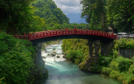 Nikko Bridge - nature, nikko, japan, forest, river, bridge