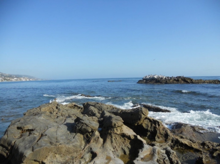 Melancholy - rock, waves, ocean, sky