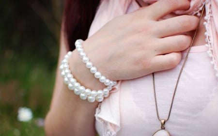 Pearl - necklace, women, model, pearl