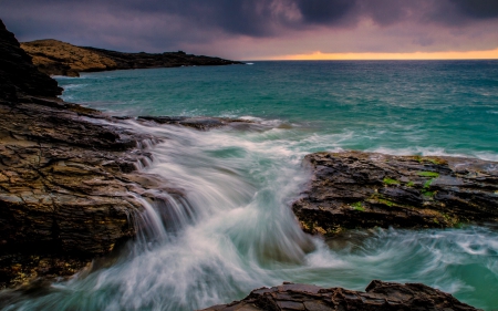 Rugged Shoreline - nature, water, shoreline, sunset