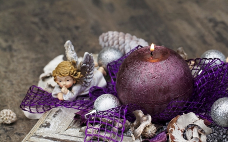 *Angel* - holiday, purple, new year, decor, candle, angel