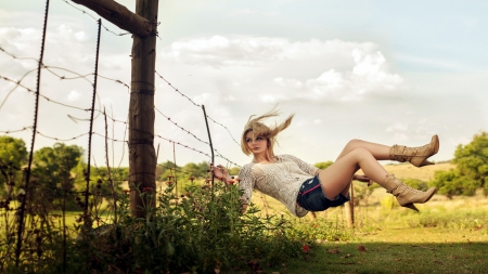 Windy Day - women, sexy, cowgirl, beautiful, country