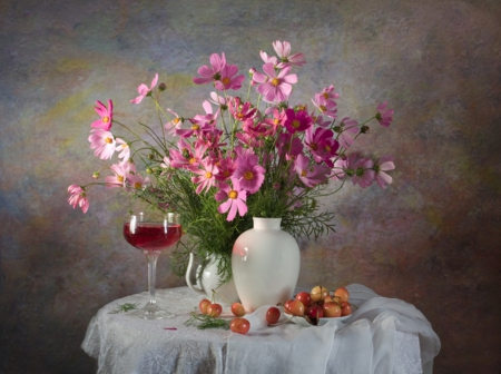 Still life - flowers, vase, pink, nature