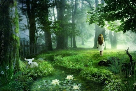 Bo Peep - child, abstract, fantasy, forest