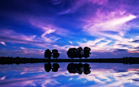 Amazing sky - nature, sky, tree, reflection