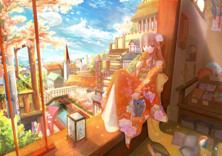 Fuji Choko Artwork - Cute, Manga, Sweet, Light, Dress, Anime, Lollipop, Japanese, Food, Sky, Japan, Pretty, Fuji Choko, Girl, Poster, Scenery, Adorable