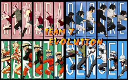 Team 7 evolution - team 7, sasuke, sakura, naruto