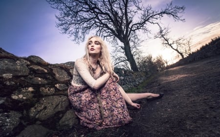 Women - hairs, women, model, sit