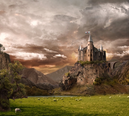 Castle - sky, castle, fantasy, abstract