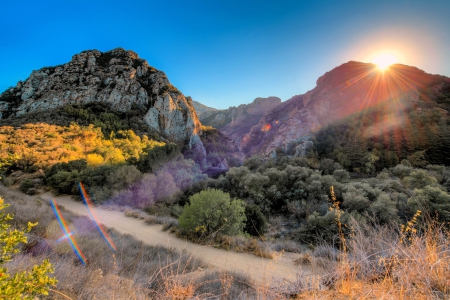 Malibu Canyon at Sunrise ~ HDR - malibu, usa, sunrise, canyon