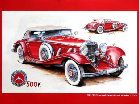 Mercedes Benz - convertible, classic, artwork, oldtimer, wheels