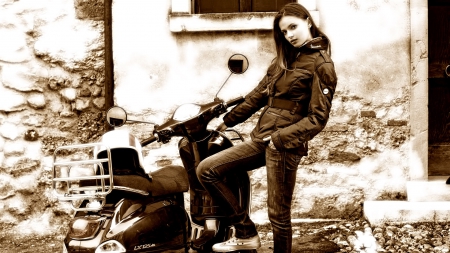 Vespa and Girls - entertainment, people, mortorcycles, other