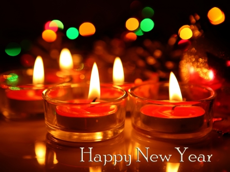 â˜† Happy New Year! â˜† - new year, bokeh, holidays, candles, colorful, christmas, lights, happy