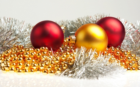 â—â—â— Holidays Are Almost Here â—â—â— - balls, tinsel, silver, yellow, red, golden, christmas