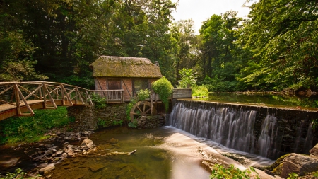 gomez mill house in marlboro new york - bridge, falls, forest, mill