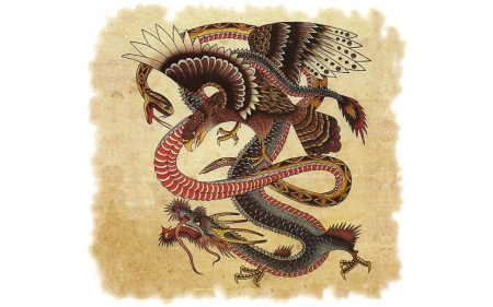 Tattoo Sample 2 - wide screen, raptor, tattoo, dragon, artwork, painting, snake, art