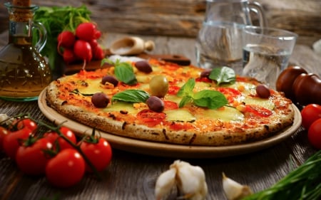 pizza - nice, photography, vegetables, tomato, delicious, food, pizza