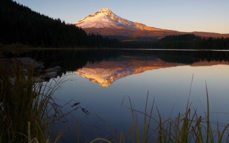 Mt. Hood/Trillium Lake, Oregon - Mountains, Sunset, Lake, Nature