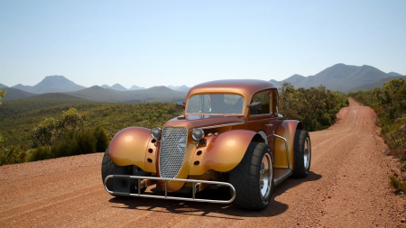 Desert Run - mountains, desert, hot rods, cars