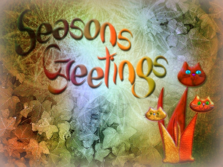 â˜…Seasons Greetingsâ˜… - autumn, animals, creative pre-made, digital art, softness beauty, paintings, cute, vector arts, lovely, plants, love four seasons, weird things people wear, cats, leaves, colors, drawings, fall season