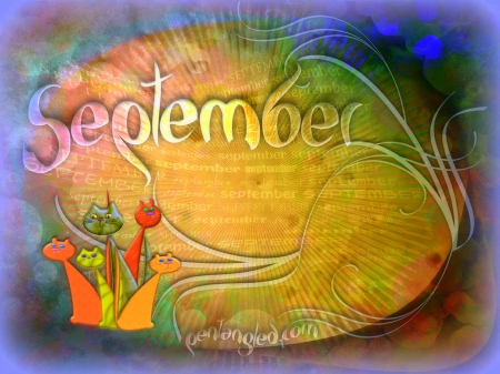 â˜…Vector Cats of Septemberâ˜… - vector arts, animals, mixed media, lovely, calendar, creative pre-made, september, bright, love four seasons, digital art, weird things people wear, cats, softness beauty, colors, sweet, cute