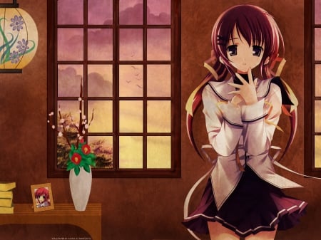 anime girl - pretty, girl, anime, house, cute