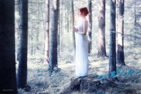 Guardian - guardian, forest, lady, fantasy