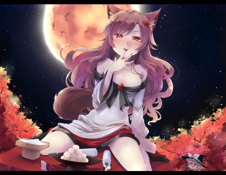 hot summer nights - lon hair, skirt, girl, animal ears