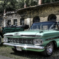 chevy el camino parked next to a vintage car hdr