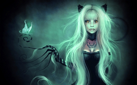 Halloween Girl - artistic, beautiful, girl, beauty, fantasy, digital, woman, halloween, cat woman, art, wallpaper