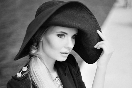 * - hat, blonde, woman, model