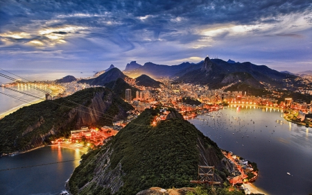 Glowing Beaches - Brazil - beaches, beach, building, scenic, travel, cityscape, world, brazil, nature, scenery, city, lights