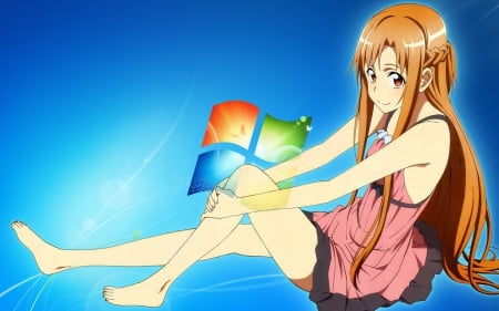 Asuna SAO - long hair, cute, girl, dress