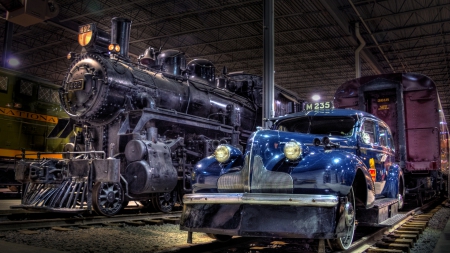 car locomotive in a train museum hdr - museum, trains, car, locomotives, hdr