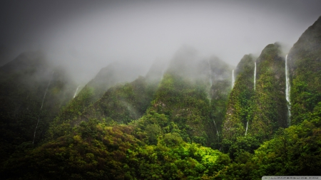 Nature - nature, sky, waterfall, clouds