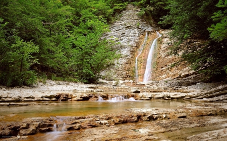 Waterfalls - nature, water, tree, river