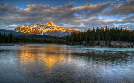 Mount Christie at Sunset - lake, mountains, nature, reflection