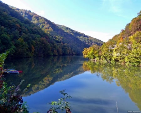 Lake Hamori (near Miskolc, Hungary) - nature, lake, forest, mountain